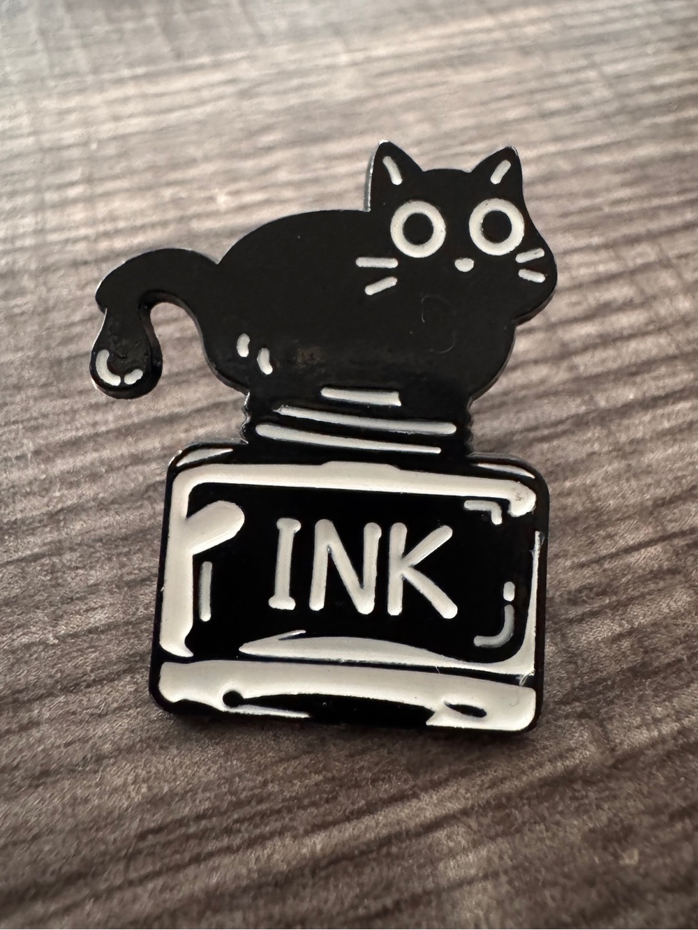 Black Cat Ink Bottle Enamel Pin Spooky Goth Bookish Accessory